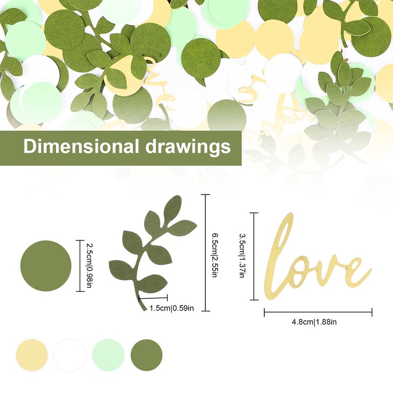 Confetti Green Gold, Pack of 400 Engagement Party Table Decoration,