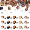 PandaHall 30pcs Resin Wood Stud Earrings, 10mm Flat Round Wooden