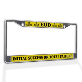 Fastasticdeals Metal Insert License Plate Frame EOD Initial Success Or Total Failure B Weatherproof Car Accessories Chrome 2 Holes Solid Insert