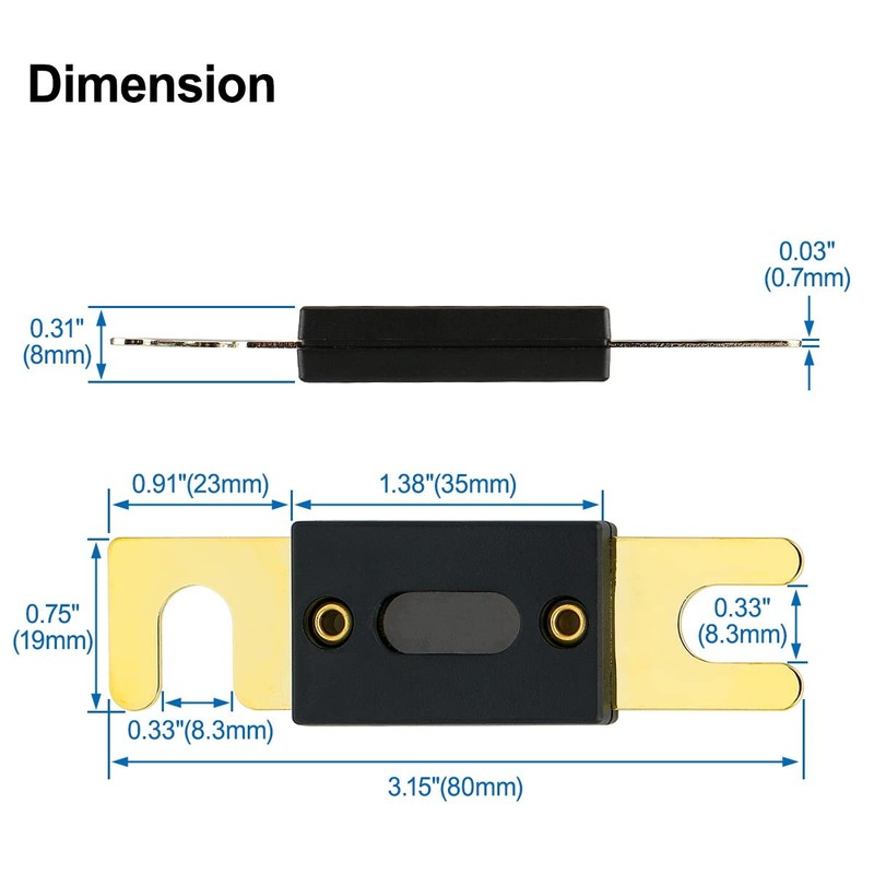 Baomain 2-Pack 70A ANL Fuse Bulk Value Pack with Gold-Plated