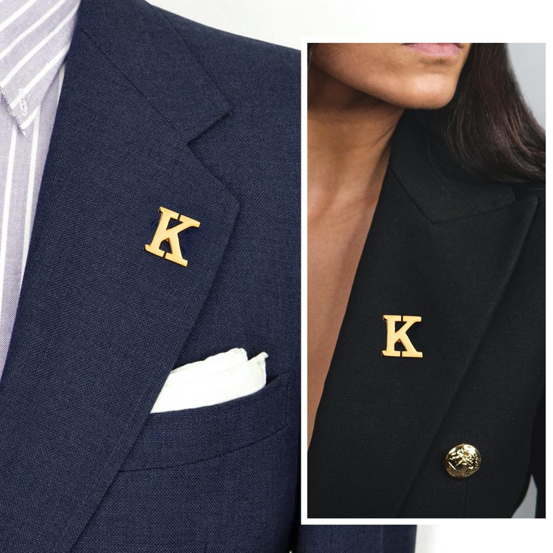 Initial Lapel Pin for Men Women, Brooch Pins for Men