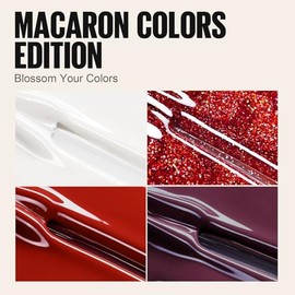 TOMICCA Gel UV Nagellack Rot Weiß Set, 4 Farben Rot Glitter Soak Off UV/LED Gel Nail Polis Nicht Giftig und Langlebig, Weihnachts Set für Nagelstudio Design und DIY zu Hause, 8ml