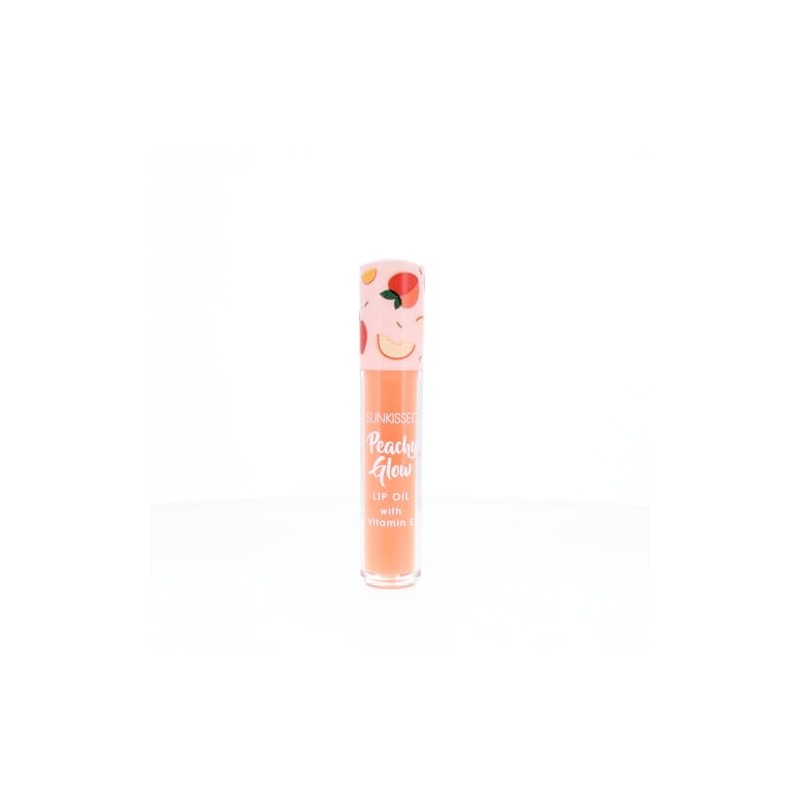 Peachy Glow Lip Oil with Vitamin E, Hydrating Fruity Flavor,