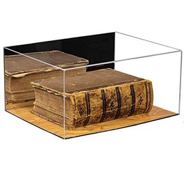 Better Display Cases Clear Acrylic Book Display Case 15.25" x 12" x 8" with Mirror Case and Wood Base (A026/V12)