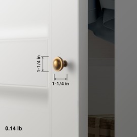 Goo-Ki 6 Pack Classic Antique Brass Cabinet Knobs with Beaded Edge - Dome Elegant Drawer Pulls Vintage Kitchen Handles, 1 1/4 Inch Diameter