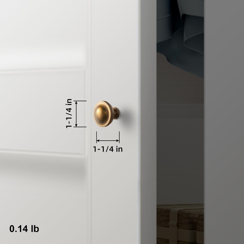 Goo-Ki 6 Pack Classic Antique Brass Cabinet Knobs with Beaded