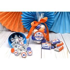 Jump Zone Bounce and Play Trampoline Park Jumping Birthday Party Sticker Bundle Kit 429 pieces!!! Includes 60 2 Circle Stickers for Favors & Goodie Bags, 45 Mini Candy Bar Wrappers, & 324 Round