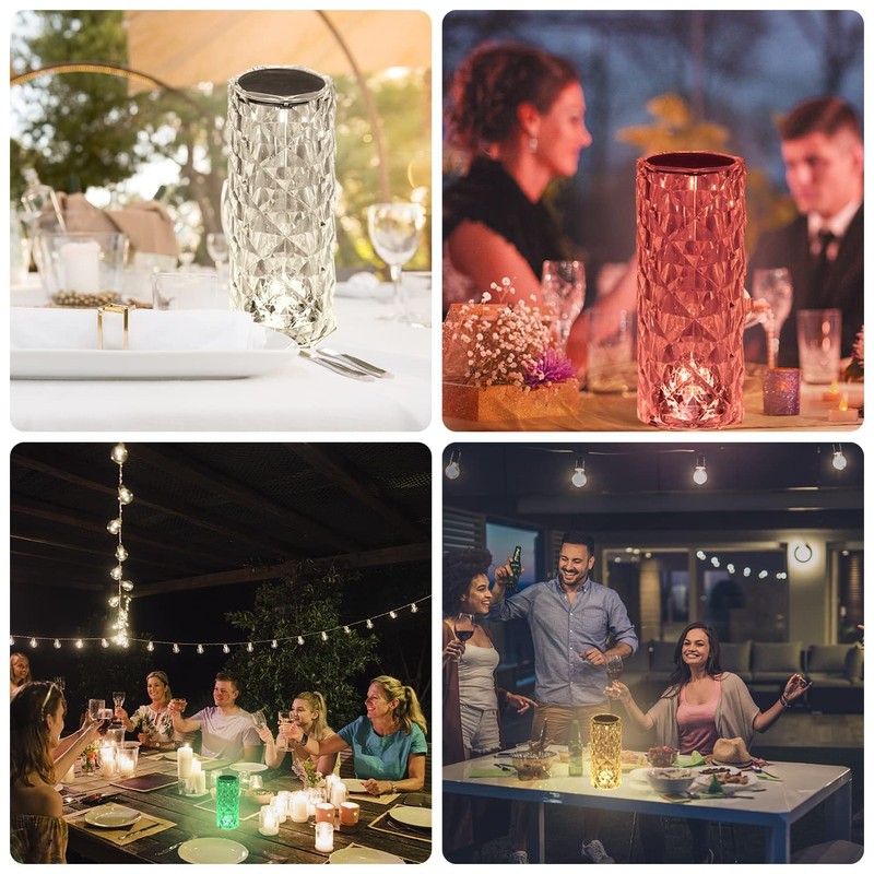 BGFHome Crystal Table Lamp RGB Color Changing Night Light,Romantic LED