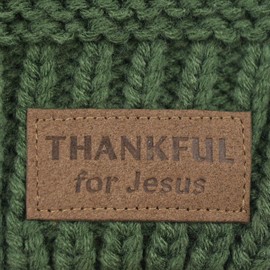 Kerusso GTB4459 Thankful for Jesus - Gorro de acrílico para mujer, talla única, para correr y actividades al aire última intervensión, color verde, Verde, Talla única