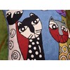 Kashmir Designs Picasso Blue Cat Pillow Cover Quadruplets Whimsical Hand