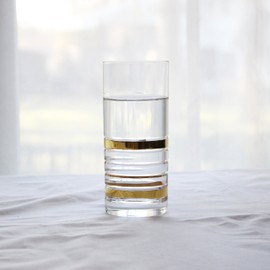 Glazze Crystal APPALACHIA Set of 6 Handcrafted Highball Glasses with Real Gold Wide-Rimmed Detailing, Unique Luxurious Gift for Men and Women, 6" Tall, 13 oz Capacity