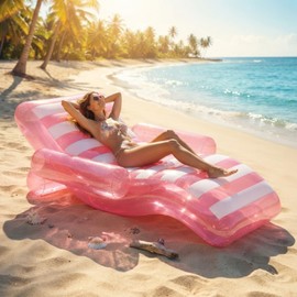 Arrowbash 1 Pack 71 in Giant Inflatable Pool Lounger Float, Pink