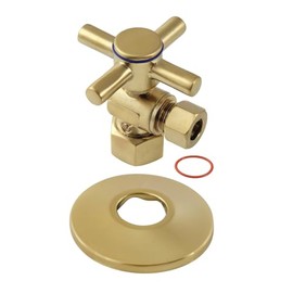 Kingston Brass CC43107DXK Concord 1/2-Inch FIP x 3/8-Inch OD Comp Quarter-Turn Angle Stop Valve with Flange, Brushed Brass