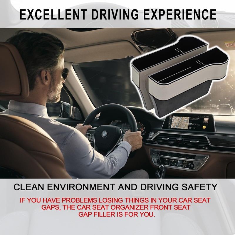 Car Seat Gap Filler Organizer, 2 Pack Multifunctional Car Seat