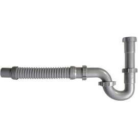 Snappy Trap Universal Flexible P Trap Bathroom Sink Drain Pipe Plumbing Kit for Home Improvement, No Leaks, Easy No Tool Installation, 9-13 Inch Flex Hose & 16 Inch Product Length (DK-105 Silver)