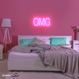 Atomi Smart Neon LED Light I Decorative Wall Art for Bedrooms, Bars & DIY Designs I USB Powered, 10 ft Cord - OMG - Pink