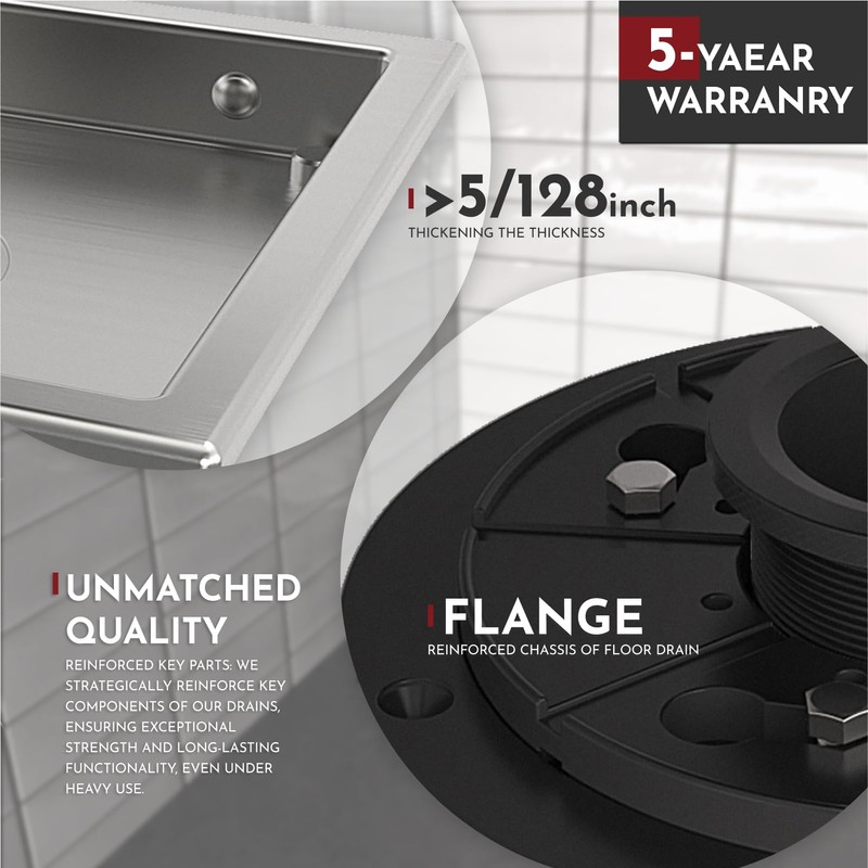 WEBANG 4 Inch Square Shower Drain Brushed Floor Drain with