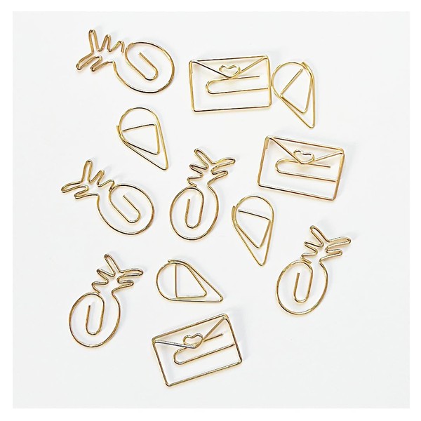 Trio Pack Gold Paper Clips Set, 70 pcs - Elegant