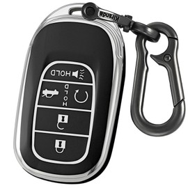 Kirsnda Key fob Cover Compatible with Honda 2022 2023 2024 2025 Civic Accord HR-V Pilot CR-V Smart Remote Key Accessories,TPU Protection Key Case with Metal Buckle,Black