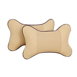 Vastsea Pack of 2 PU Leather Neck Cushion, Car Neck Pillow, Car Seat Headrest Cushion, for Car Seat Headrest (Off-White)