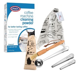Shoppyzilla Coffee Machine Cleaning Kit with Microfiber Cleaning Cloth, Coffee Bar Accessories, Cleaning Brush, Measuring Spoon with Clip, Descaler Powder - Essential Kitchen Gadgets