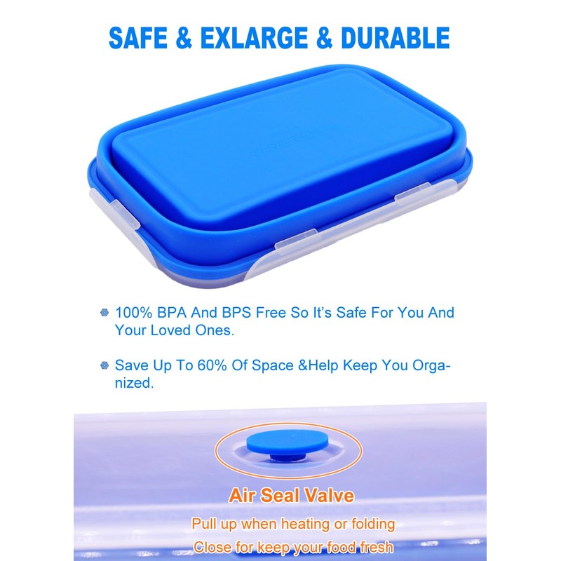 FUSMYE Extra Large Collapsible Silicone Food Storage Containers With Lids,
