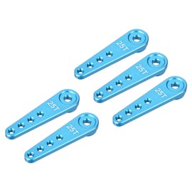 MECCANIXITY 5 Pcs Aluminum Servo Horn Long 25T Steering Arm 37mm Length Blue Suitable for DIY RC Car/Boat/AirplanesBoat Model Accessories