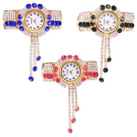 CdyBox Wholesale 3 Pack Women Quartz Watches Alloy Steel Tassel Bracelet Fashion Ladies Bangle Wristwatch
