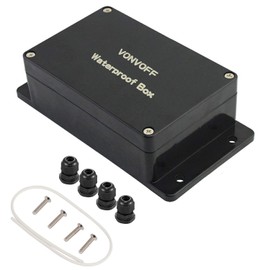 Vonvoff Power Junction Box, IP65 Dustproof Waterproof ABS Plastic Electronic Housing Box, Project Box, Housing with Fixed Hole and 4pcsx M16 Cable Gland, (200 x 120 x 75 mm, Black)