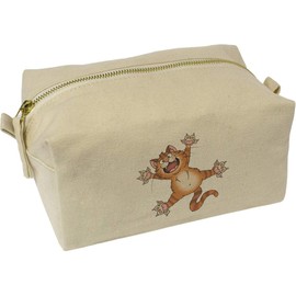 'Splat Ginger Cat' Canvas Wash Bag/Makeup Case (CS00042964)