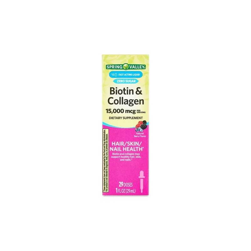 Biotina y Colágeno Líquido de Spring Valley para Piel, Cabello