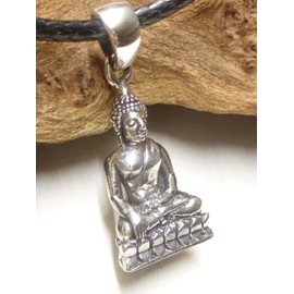 Unisex Sterling Silver Buddha Pendant - Protection Symbol - Good Luck, Sterling Silver