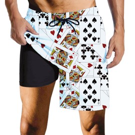 Fodyle Men's Swim Trunks Quick Poker Dry Beach Shorts with Zipper Pockets with Lining Trendy Men's Swim Shorts Medium