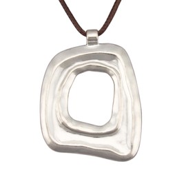 Jeniiahua Long Boho Necklace for Women Bohemian Pendant Choker Vintage Chunky Leather Necklace with Silver Square Hippie Jewelry