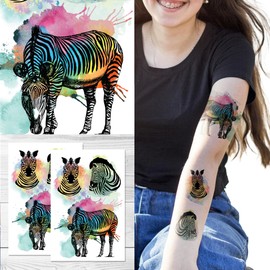 Supperb Temporary Tattoos - Watercolor Zebra Tattoos (Set of 2)