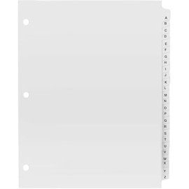 Exhibitindexes® 3 Hole Punched Exhibit Tabs A-Z 25-Tab Sets White Dividers/White Tabs - AVE Style Tabs Made in The USA