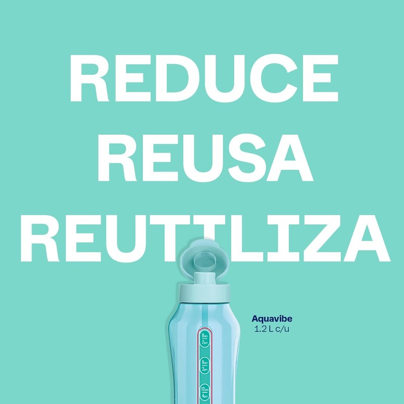 Tupperware Botella De Agua Aquavibe Motivacional 1.2l Azul