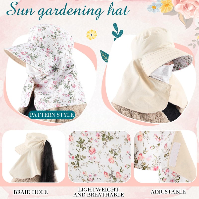 Bunnycool 2 Pcs Sun Hat Gardening Farmer Arm Sleeves Women