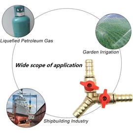 KOMUNJ 1 Piece Y 3 Way Hose Connector, Brass Ball Valve Splitter, Brass and Zinc Alloy for Carpenter's Fittings Air Water Gas 10mm