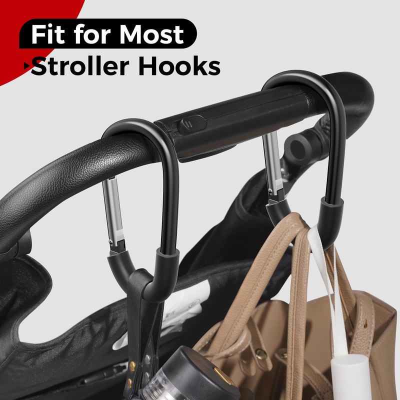 SURDOCA Stroller Hooks, Large Stroller Hooks for Bags, Universal Stroller