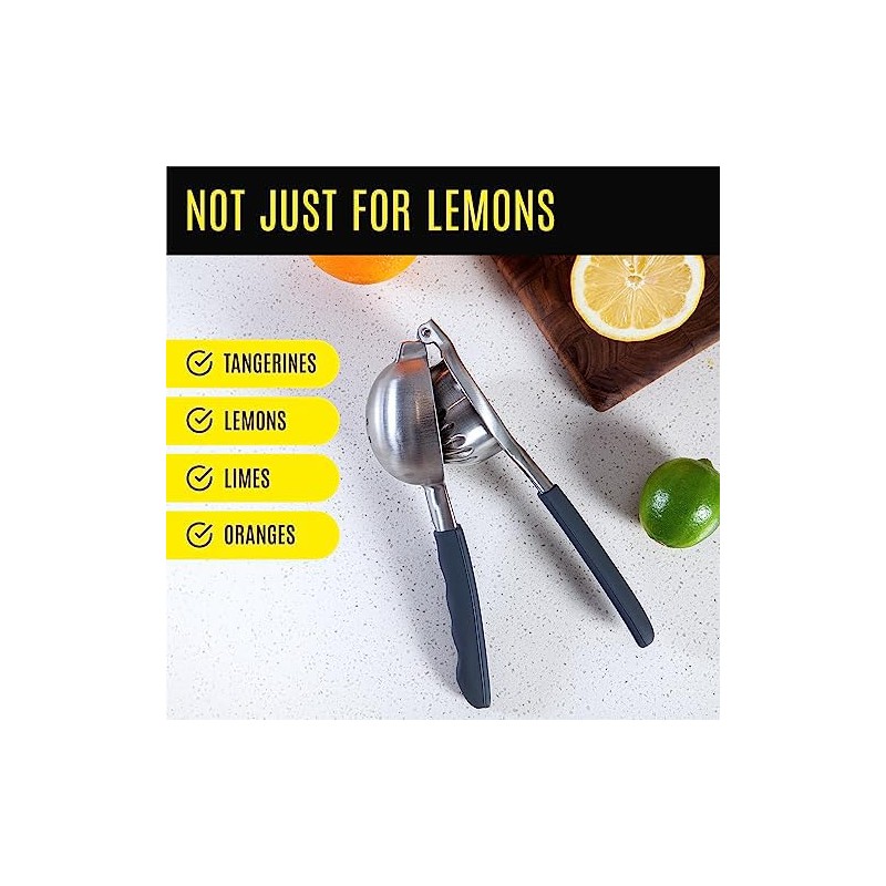 Stainless Steel Lemon Squeezer Press - No Seeds, Pro-Grade, Effortlessly