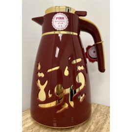 RED KITCHEN Arabic Vacuum Flask - Kahwa - Coffee - Keeps Hot & Cold - 1 Liter - DARK RED