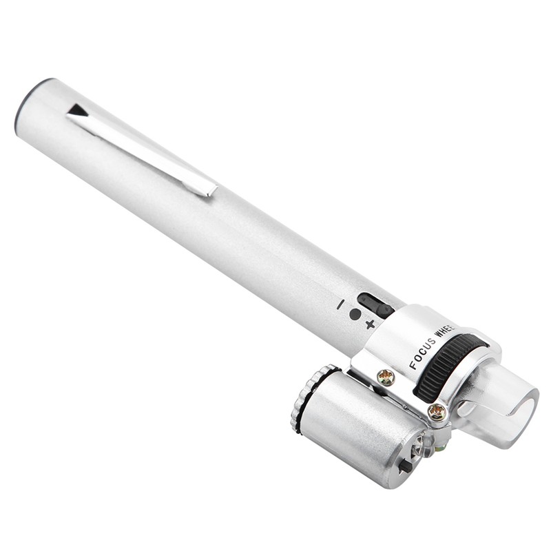 100X Mini LED Magnifier Microscope Jewelers Loupe Magnifying Glass Pouch