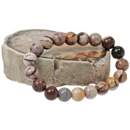 ELEDORO Stretch Bracelet Made of Genuine Gemstone Beads 10 mm for Energy and Harmony (Cappuccini Jasper), Gemstone, Cappuccini Jasper