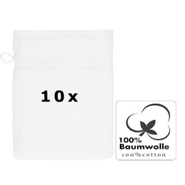 10 Piece Set Wash Mitts Premium Colour: white, Size: 17 x 21 cm