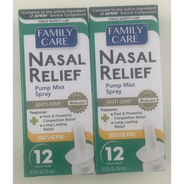 3 Pack - Family Care Nasal Relief Anti-drip Pump Mist - Oxymetazoline HCl
