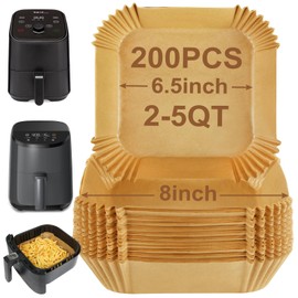 BYKITCHEN Small Air Fryer Disposable Liners for 2 to 5 QT Airfryer, 200PCS Mini Air Fryer Parchment Paper Liners, Compatible with CHEFMAN 2 QT, Cosori 2.1 QT, Dash 2.6 Qt, Instant Pot Mini Airfryer