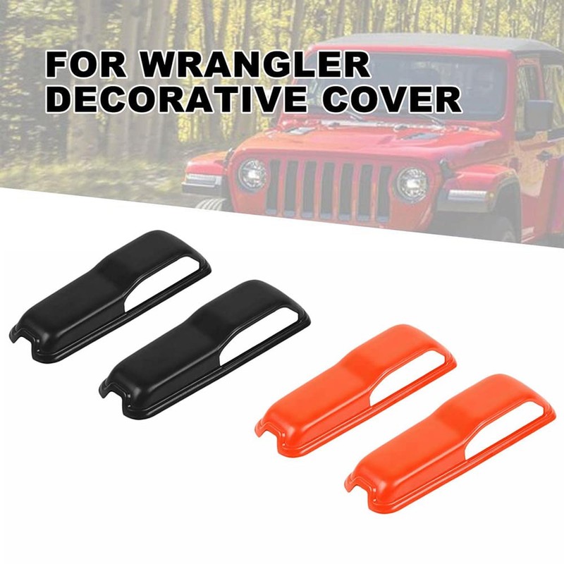 Riloer 2 pieces black car bonnet hinge cover trim decoration