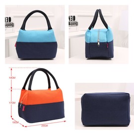 Lunch Bag, Home Waterproof Canvas Lunch Bags Reusable Fashion Lunch Tote Bag Picnic Bag Grocery Bags with Zipper (Blue)