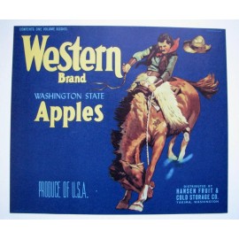 WESTERN HOT BUY! Original WESTERN Apple crate label Hansen Fruit &Cold Storage Yakima
